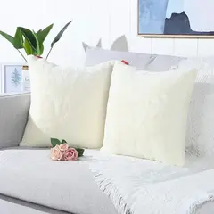 MROTTO - Funda de Cojín Decorativo Beige Peluda 45x45 cm