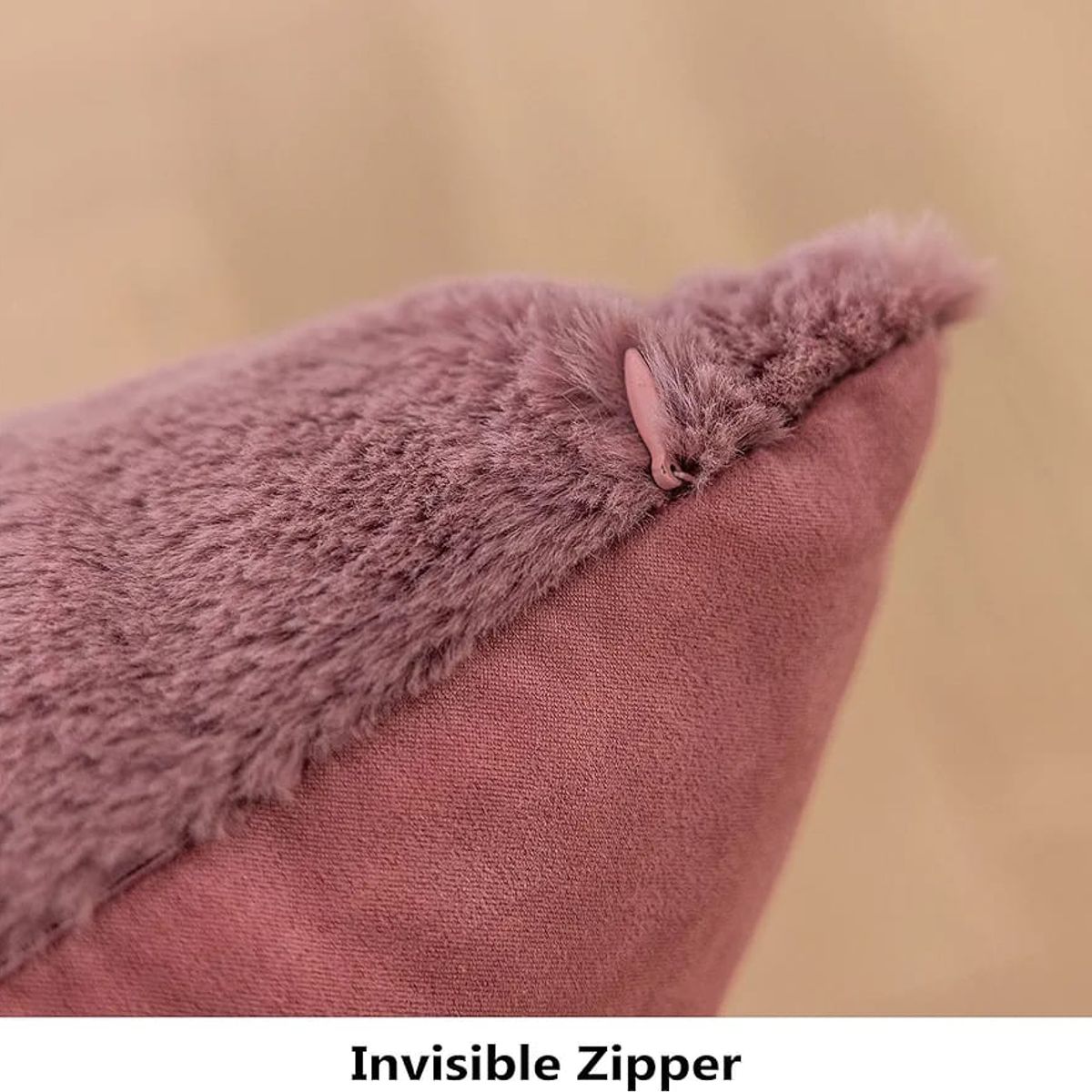 MROTTO - Funda de Cojín Decorativo Rosa Peluda 45x45 cm