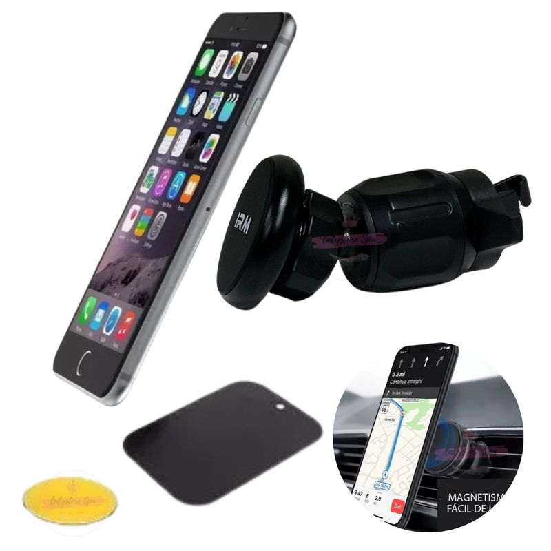 GENERICO - Soporte magnético para celular plástico negro
