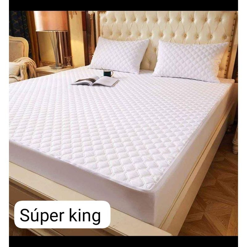 ANGELES DEL HOGAR - Cubre Colchon impermeable Super King Blanco