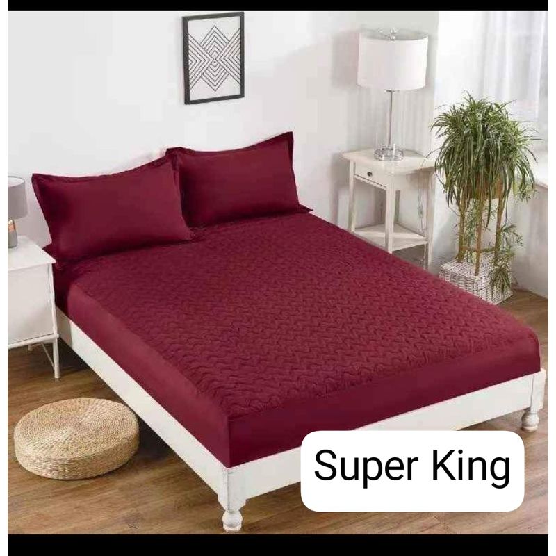 ANGELES DEL HOGAR - Cubre Colchon impermeable Super King Burdeo