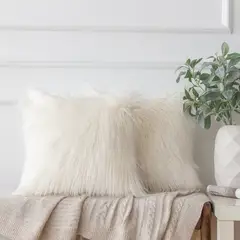 MROTTO - Funda de Cojín Decorativo Blanco Peluda 45x45 cm Pelo Largo