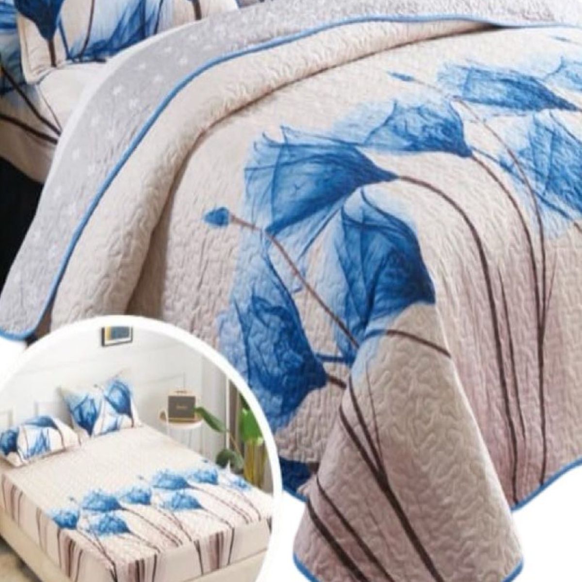 GENERICO - Cubrecama Quilt 5 Piezas con Sábana Incluida C5