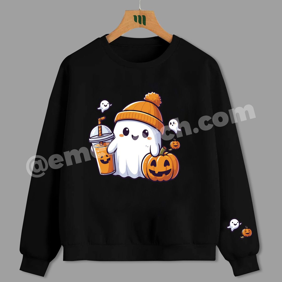 GENERICO - Eme Merch Polerón Fantasma Kawaii con Calabaza
