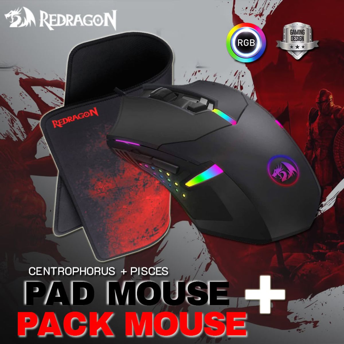 REDRAGON - Pack Gamer Mouse + Pad Mouse M601WL-BA Redragon REDRAGON