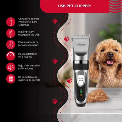 Imagen 2 del producto Máquina corta pelo Thor Cordless Usb Pet Clipper