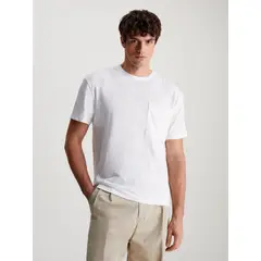 CALVIN KLEIN - Polera Lightweight Slub Pocket Blanco