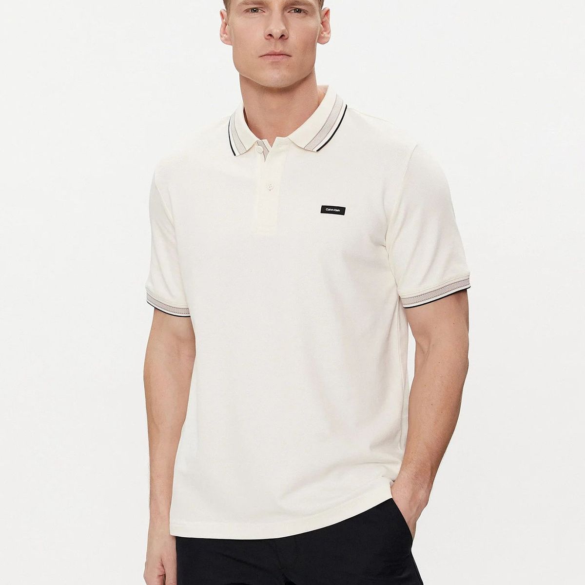 CALVIN KLEIN - Polo Stretch Multi Tipping Blanco Calvin Klein