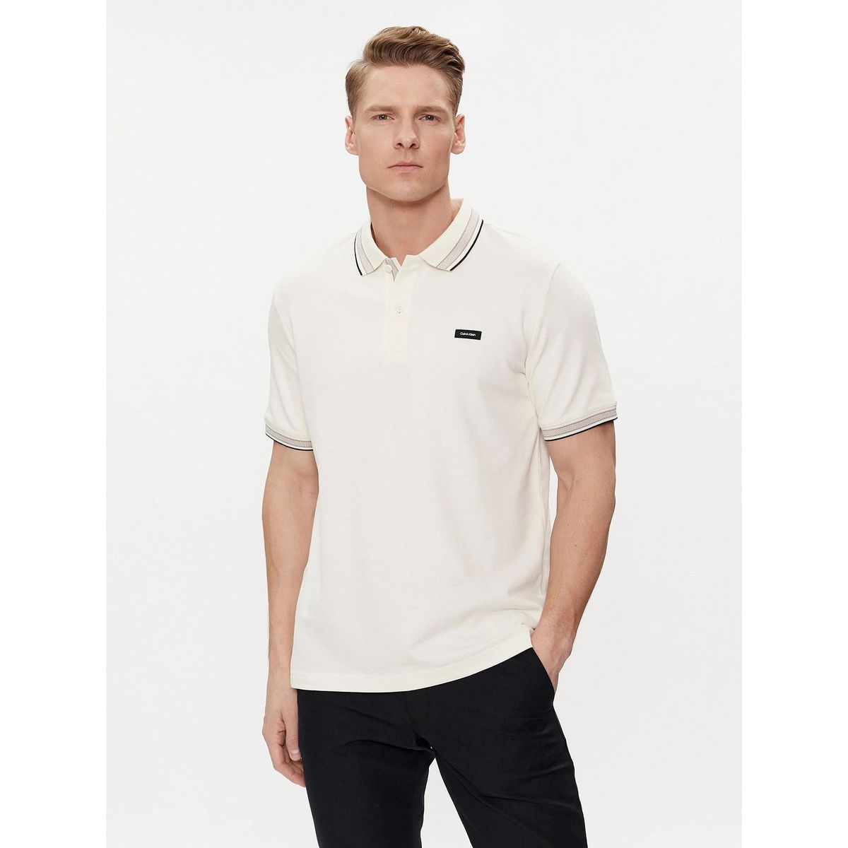 CALVIN KLEIN - Polo Stretch Multi Tipping Blanco Calvin Klein