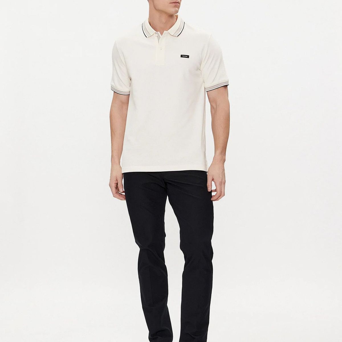 CALVIN KLEIN - Polo Stretch Multi Tipping Blanco Calvin Klein