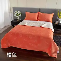 ANGELES DEL HOGAR - Cobertor Plush y Quilt Reversible 2 Plazas Naranja