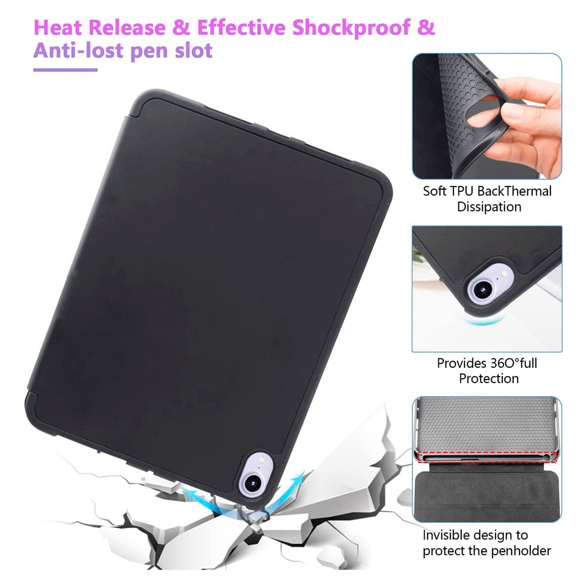 JOIGO - Funda SmartCover Para iPad Mini 6 Con Ranura de Lápiz Negro