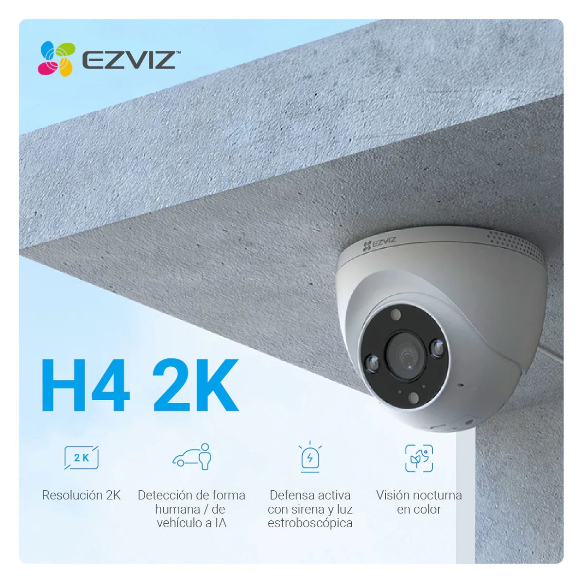 EZVIZ - Camara Wifi Ezviz H4 2k Audio Bidireccional Ir15m 4mm Blanco