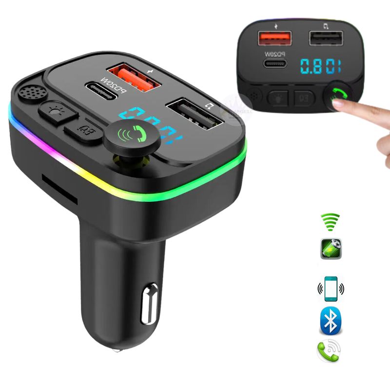 GENERICO - Transmisor Radio Fm Bluetooth Mp3 Usb Cargador Auto