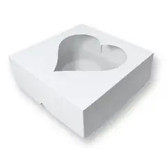 GENERICO - Pack 10 Cajas Con Visor De Corazon Para Desayuno O Dulces