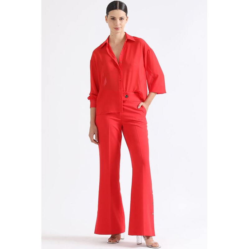 LIOLA - Camisa Gasa Manga Caida, Rojo, Colección Italia Liola