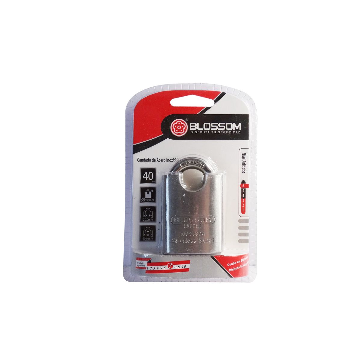 BLOSSOM - CANDADO ACERO INOXIDABLE CON HOMBRO 40 MM BLOSSOM