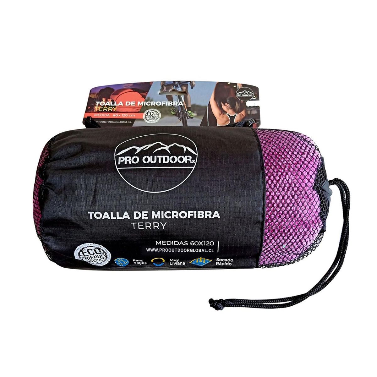 PRO OUTDOOR - Toalla Microfibra Terry Morada