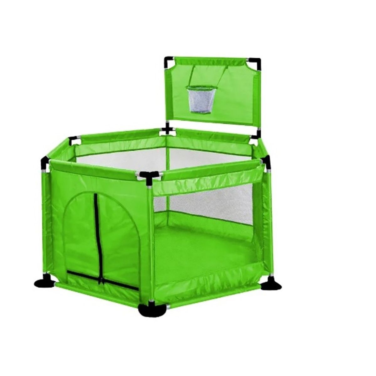 GENERICO - CORRAL EXAGONAL CON ARO BASKETBALL PARA BEBES VERDE PISTACHO