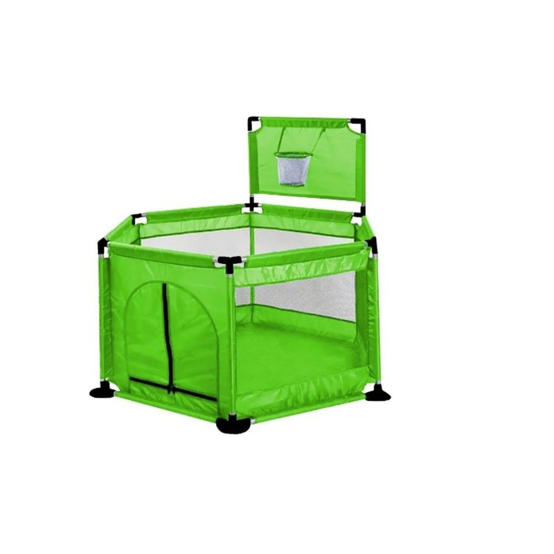 GENERICO - CORRAL EXAGONAL CON ARO BASKETBALL PARA BEBES VERDE PISTACHO