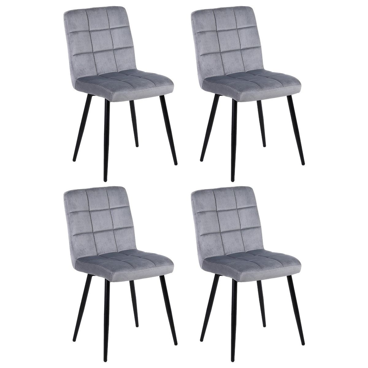 NOVAHUS - Pack de 4 Sillas de Comedor Modernas Novahus Velvet Gris
