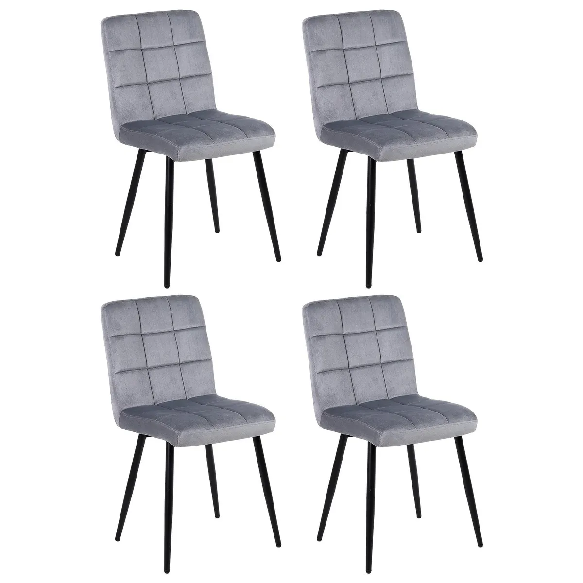 NOVAHUS - Pack de 4 Sillas de Comedor Modernas Novahus Velvet Gris