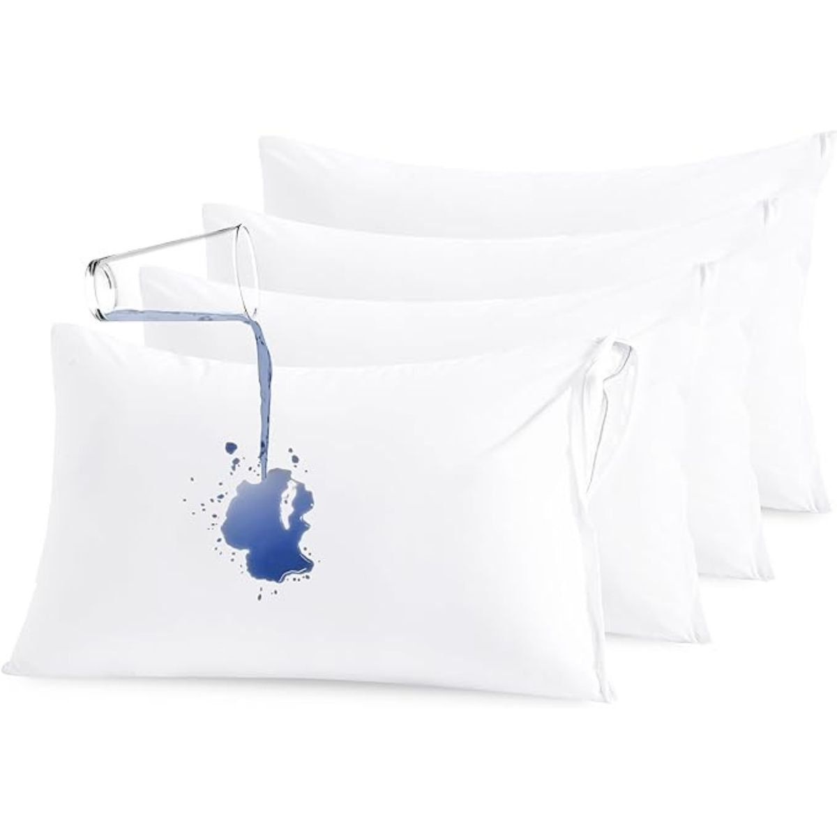 AZ AURAZEUS - Set De 4 Fundas Para Almohadas Impermeables 50x70 Antimanchas Cierre