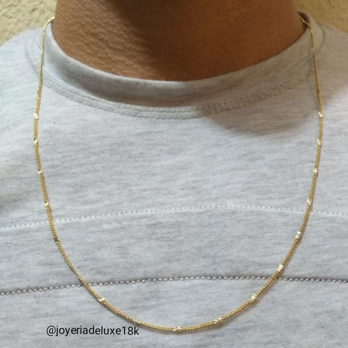 GENERICO - Cadena Cubana Con Destellos Oro Laminado 18k