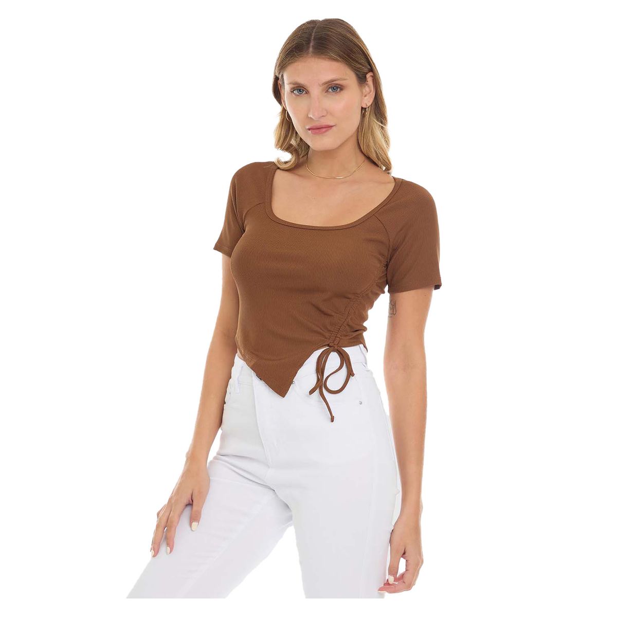 FASHION'S PARK - Polera Mujer Recogido Costados Cafe Fashion's Park