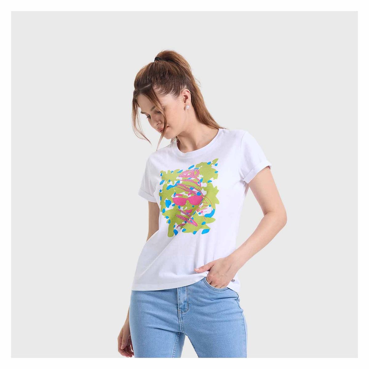 FASHION'S PARK - Polera Mujer Gráfica Roll Up Blanco Fashion's Park