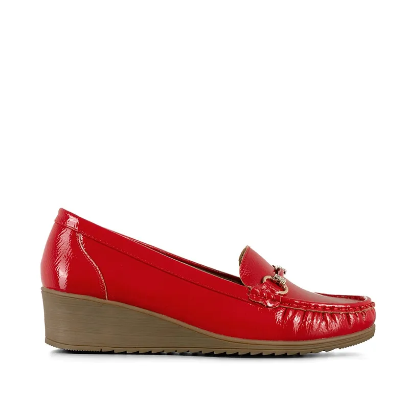 WEIDE - Mocasin Casual Mujer Vintage Cuña Charol Metalica Weide JS73