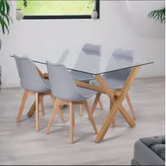 GENERICO - Comedor Bianca 140cm -Gris 6 puestos