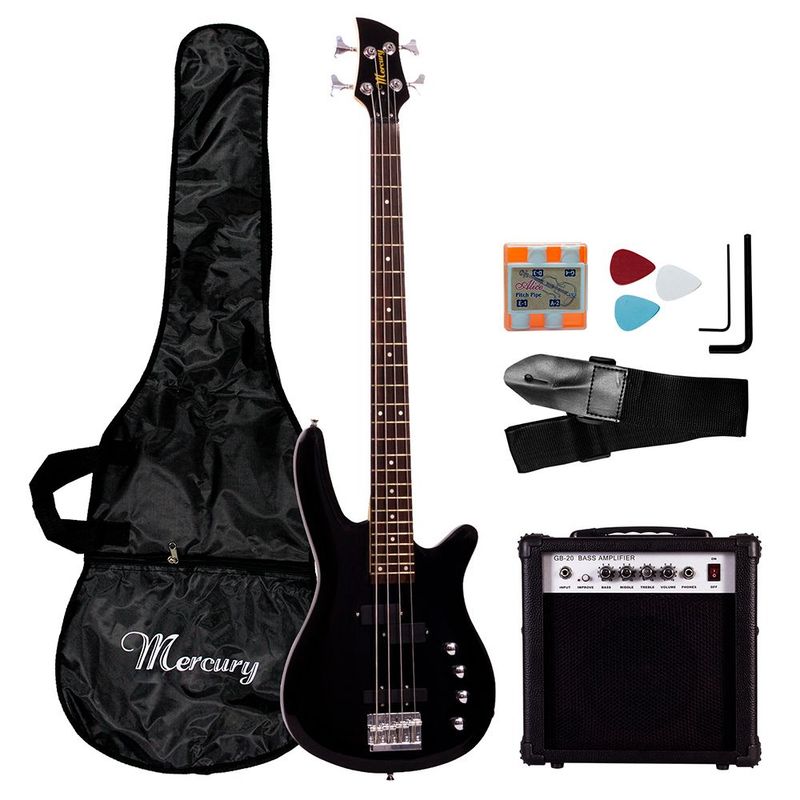 MERCURY - Pack Bajo Eléctrico Pro Con Amplificado 20W Mercury y Funda