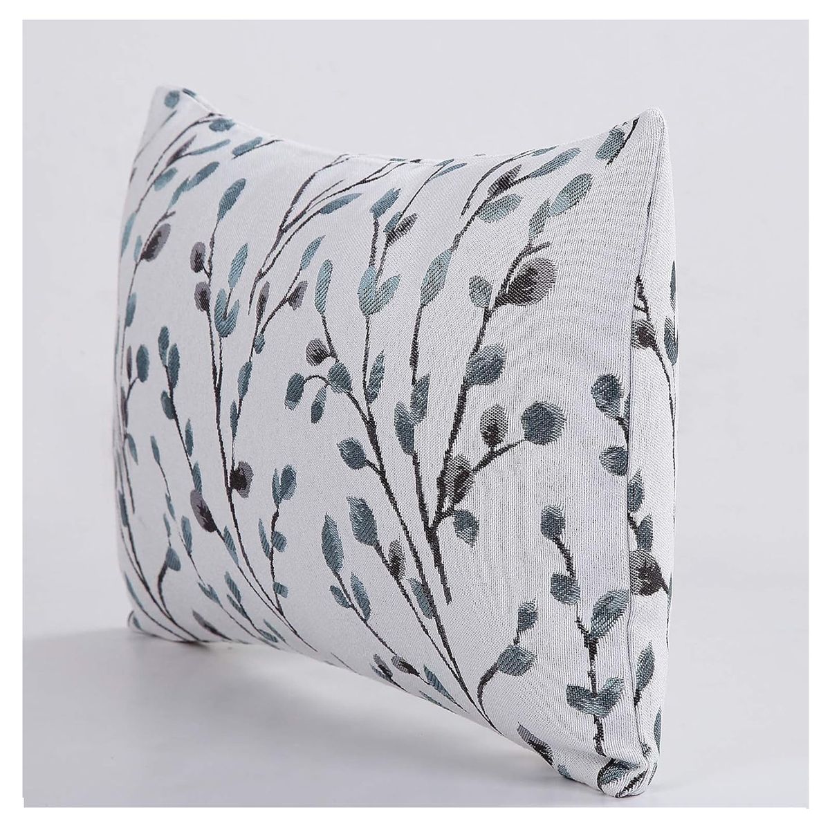 GENERICO - 2 Fundas para Cojín Jacquard Hoja Bordado 50x30 cms