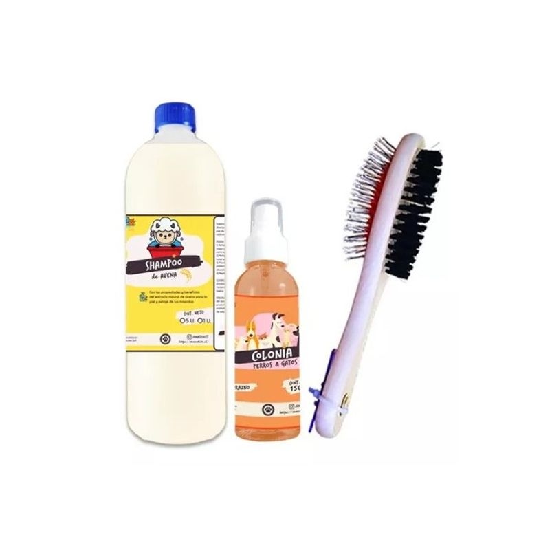 GENERICO - Kit Para Perros Shampoo Avena  Colonia Aroma Durazno Peine