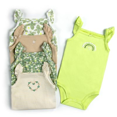 Imagen 2 del producto Pack 5 Bodys Niña Sin Manga 100% Algodón Mariposas Verde