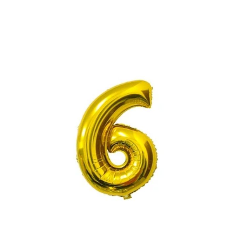 GENERICO - Globo Numero 6 Dorado 16 pulgadas