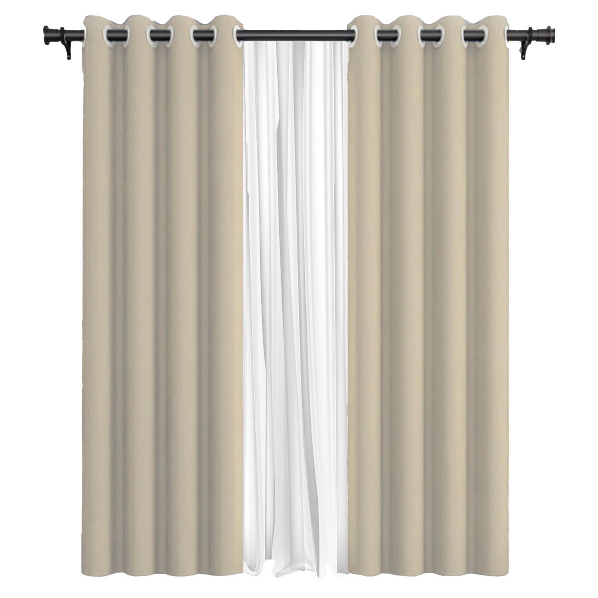 VINCENZI - Pack Cortina de Tela Blackout Beige  Velo Vincenzi 140x220