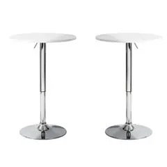 ARTIHOGAR - Pack 2 Mesas Bar Regulable 80 CM mdf Color Blanco