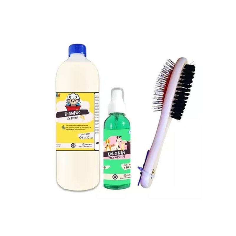GENERICO - Kit Para Perros Shampoo Avena Colonia Aroma Mango Peine