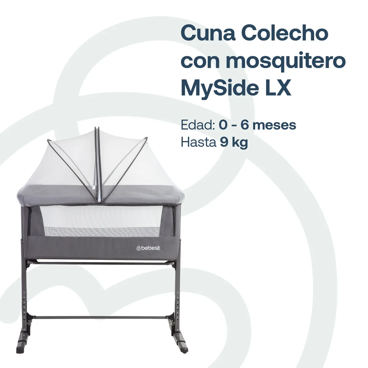 BEBESIT - Cuna Colecho con Mosquitero MySide LX Gris Bebesit