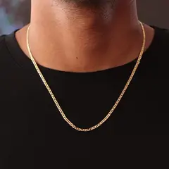 GENERICO - Cadena tejido escalera unisex oro laminado 18k