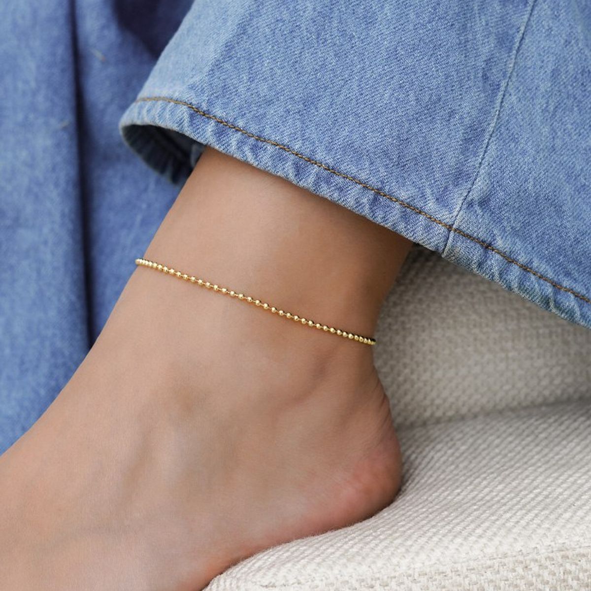 GENERICO - Tobillera tejido militar gruesa oro laminado 18k