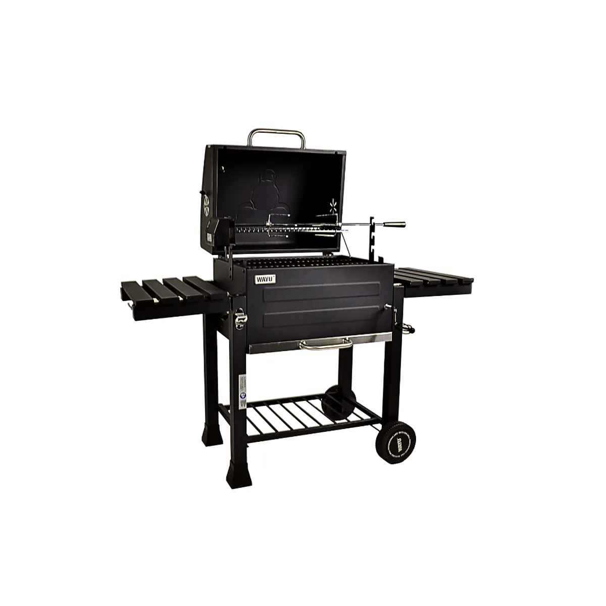 WAYU - Parrilla a Carbón con Spiedo Wayu 115x106x67 cm  Rejilla Iron Cast + Motor  Parrillero Austral