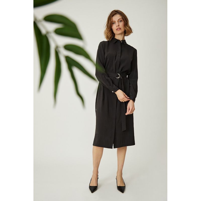 MA GRIFFE - Vestido Liso Negro Magriffe