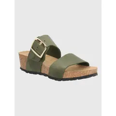 HUSH PUPPIES - Sandalia Cuero Verde Militar Mujer Fusino HUSH PUPPIES.