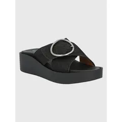 HUSH PUPPIES - Sandalia Cuero Negro Mujer Gise