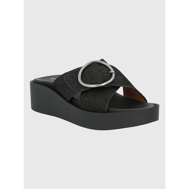 HUSH PUPPIES - Sandalia Cuero Negro Mujer Gise HUSH PUPPIES