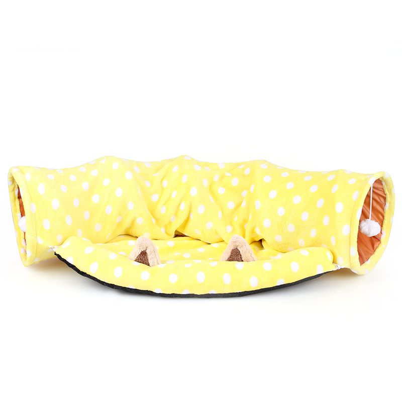 GENERICO - Cama para Mascota Tipo Tunel Plegable Amarilla
