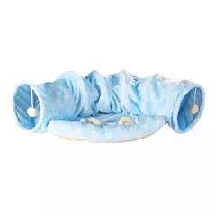 GENERICO - Cama para Mascota Tipo Tunel Plegable Celeste